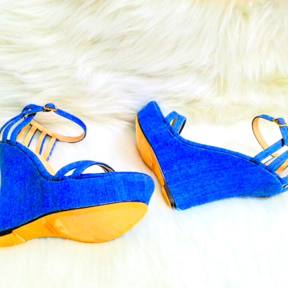 (NEW)! Cute! Blue Denim Wedge Heel! :-) - Picture 6 of 12